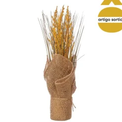 Vaso saco em ráfia com planta artificial