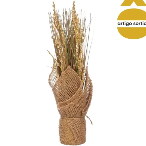 Vaso saco em ráfia com planta artificial