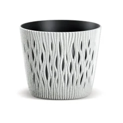 Vaso SANDY round branco eco wood 19cm