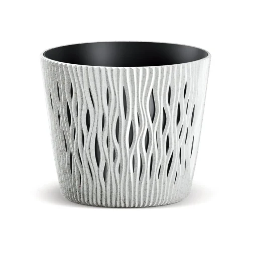 Vaso SANDY round branco eco wood 19cm