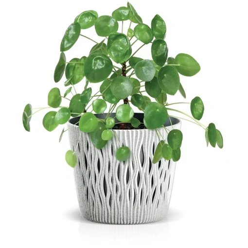 Vaso SANDY round branco eco wood 19cm