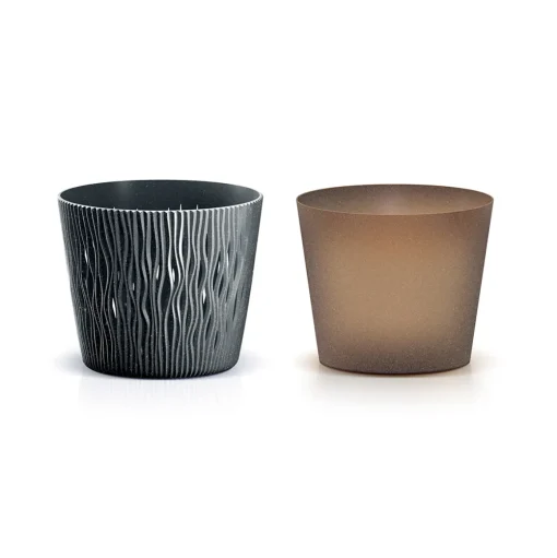 Vaso SANDY round cinza antracite eco wood 19cm