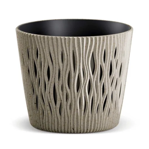 Vaso SANDY round taupe eco wood 19cm