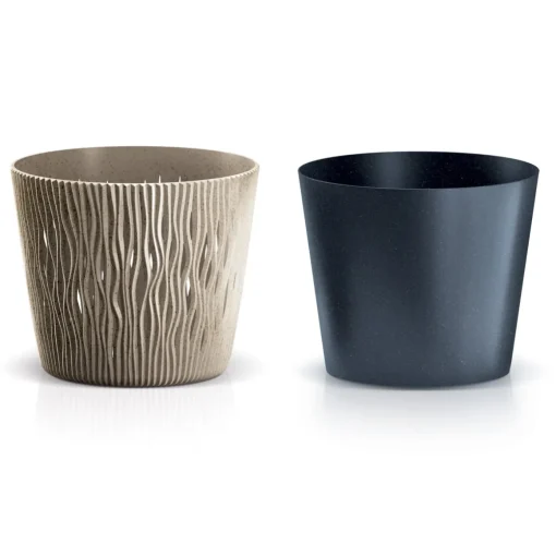 Vaso SANDY round taupe eco wood 19cm