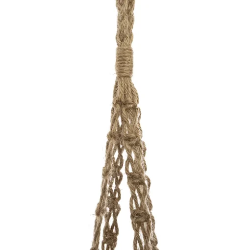 Vaso suspenso branco em cerâmica e juta 74cm