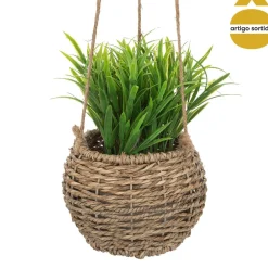 Vaso suspenso com planta artificial ZOE