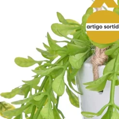 Vaso suspenso com planta artificial verde