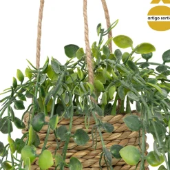 Vaso suspenso com planta artificial 50cm