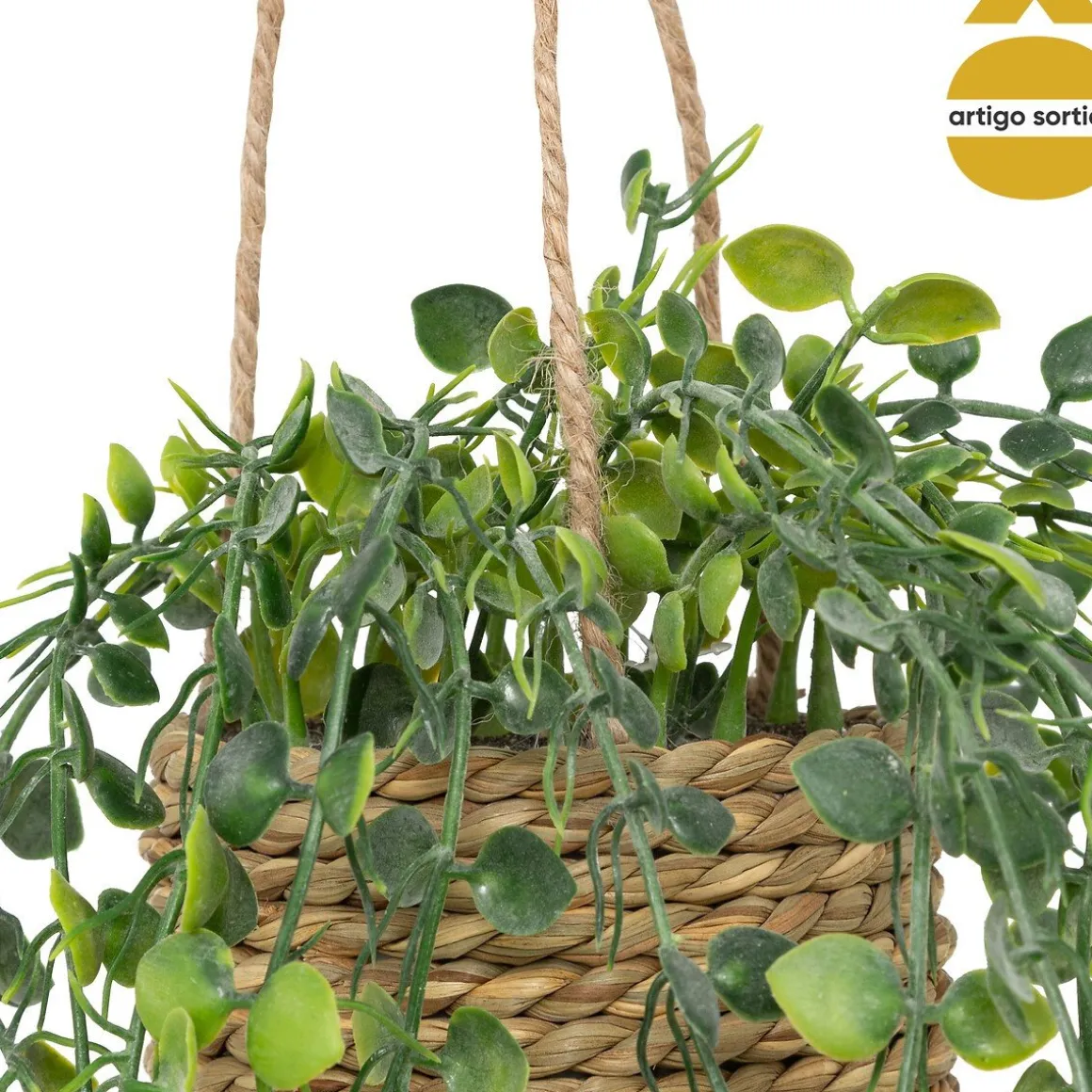 Vaso suspenso com planta artificial 50cm