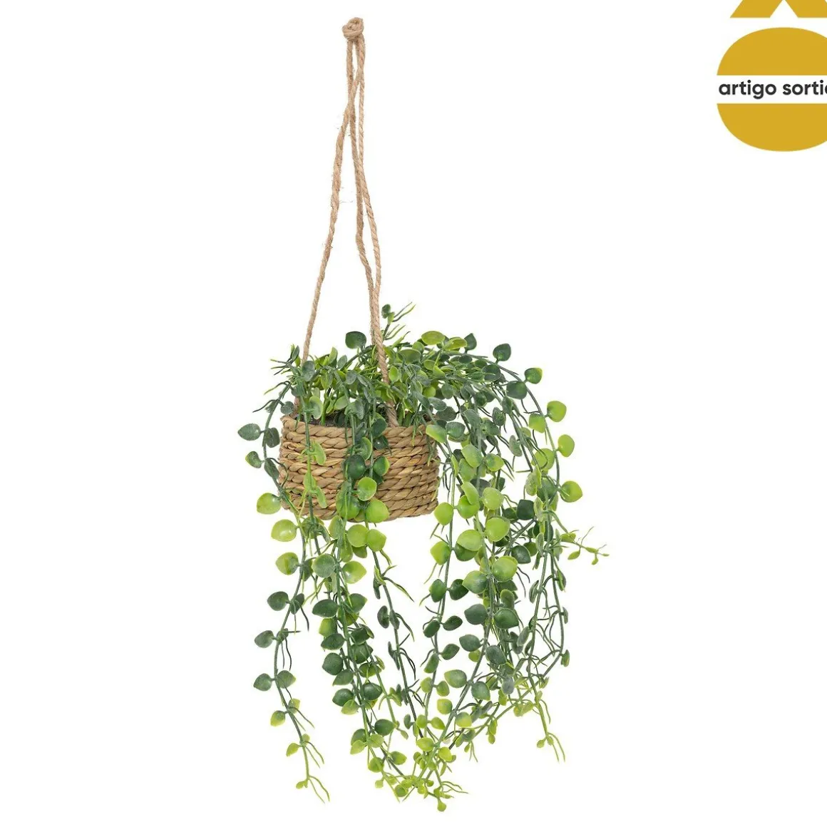 Vaso suspenso com planta artificial 50cm