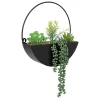 Vaso suspenso metal com plantas artificiais