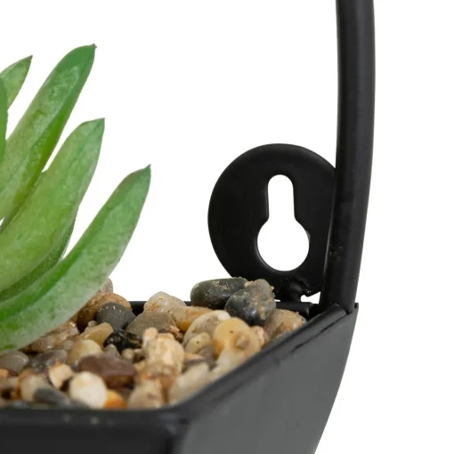Vaso suspenso metal com plantas artificiais