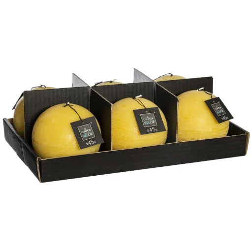 Vela bola rústica amarela 10cm