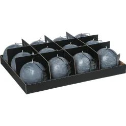 Vela bola rústica cinza escuro 10cm