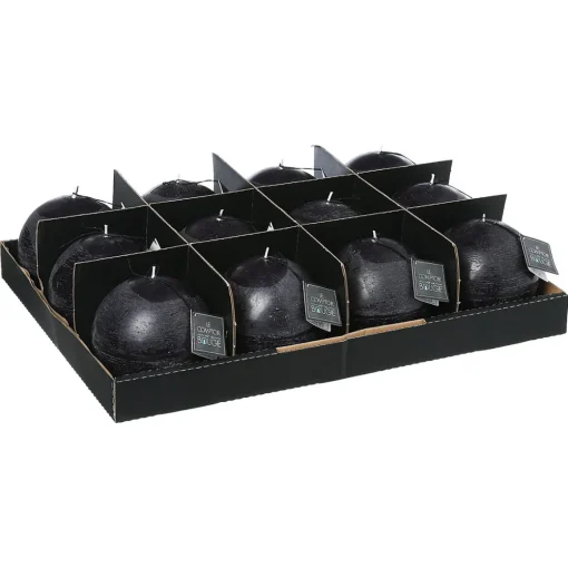 Vela Bola Rústica Preta 10cm