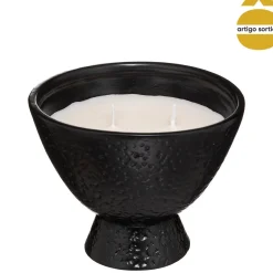Vela perfumada com castiçal em cerâmica