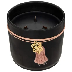 Vela perfumada com castiçal preto em cerâmica 1200g