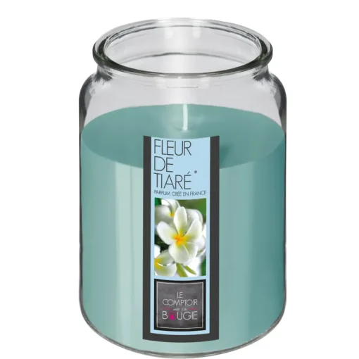 Vela perfumada flor tiare em jarro de vidro 510gr
