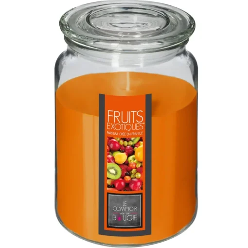 Vela perfumada frutos exóticos em jarro de vidro