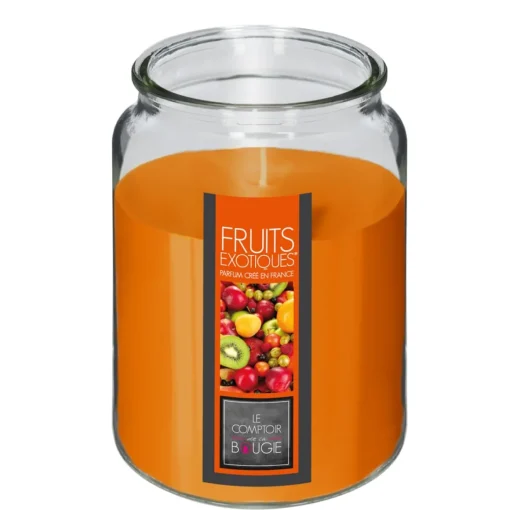 Vela perfumada frutos exóticos em jarro de vidro