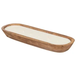 Vela perfumada linho com castiçal em madeira mango PAOLA 900g