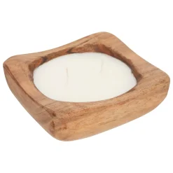 Vela perfumada linho com castiçal em madeira mango PAOLA 150g