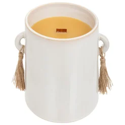 Vela perfumada madeira de oud com castiçal de cerâmica