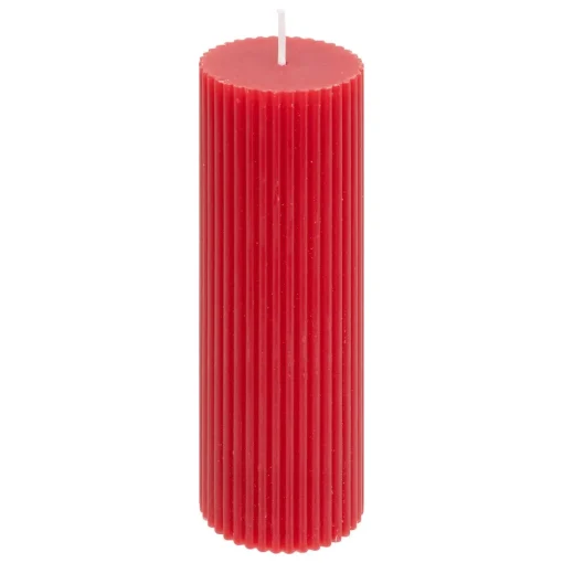 Vela PILAR demi estriada vermelha 14cm