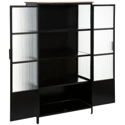 Vitrina TIBO preta em metal com 2 portas 160cm